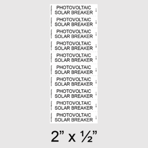 Photovoltaic Solar Breaker Label 10 Pack, SKU 001-11