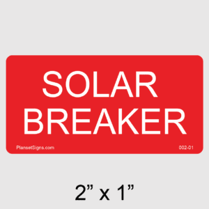 Solar Breaker Label, SKU 002-01