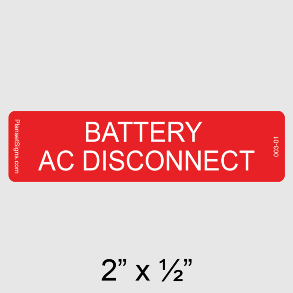 003-01 Solar Battery AC Disconnect Label
