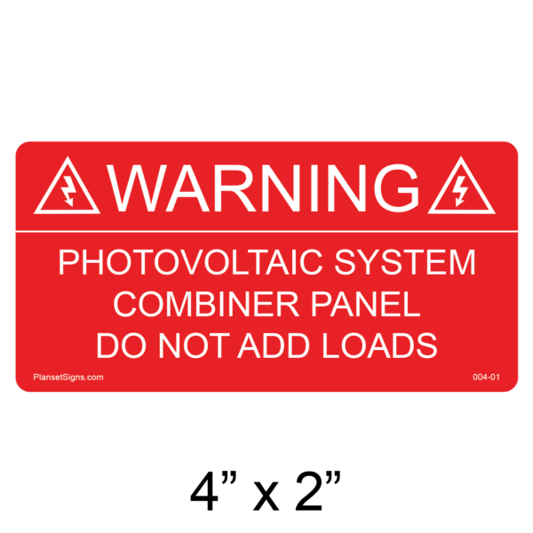 004-01 Solar Combiner Panel Label