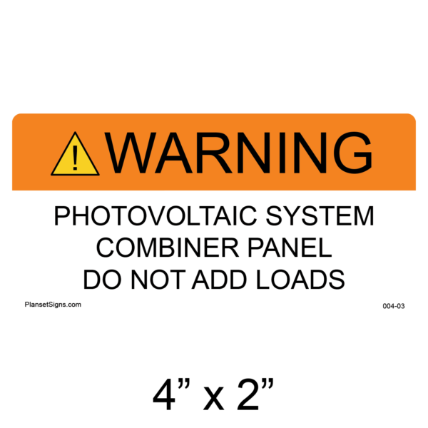 004-03 Solar Combiner Panel Label