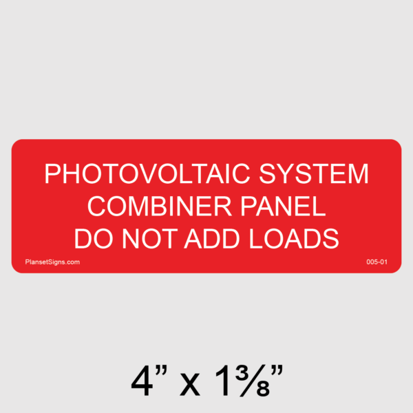 005-01 Solar Combiner Panel Label