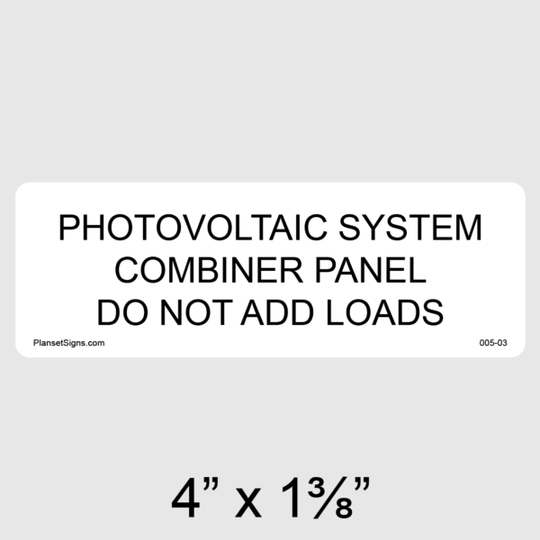 005-03 Solar Combiner Panel Label