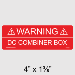 Solar DC Combiner Box Label, SKU 006-01