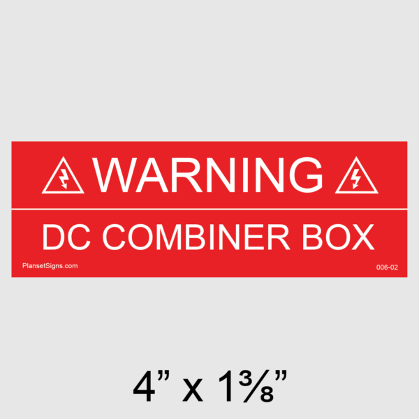 006-02 Solar DC Combiner Box Placard