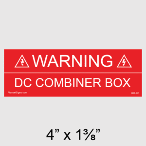 Solar DC Combiner Box Placard, SKU 006-02