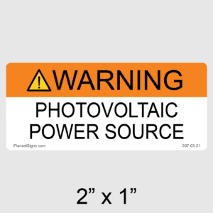 Warning PV Power Source Label, SKU 007-03-21