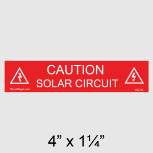 Solar Circuit Placard, SKU 022-02