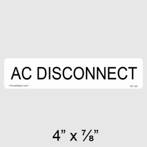 AC Disconnect Label, SKU 031-03