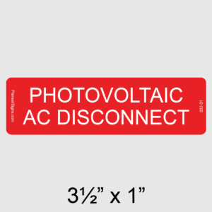 Photovoltaic AC Disconnect Label, SKU 032-01
