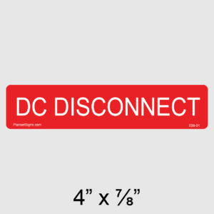 DC Disconnect Label, SKU 036-01