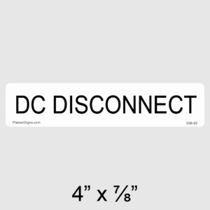 DC Disconnect Label, SKU 036-03