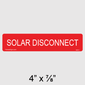 Solar Disconnect Label, SKU 040-01