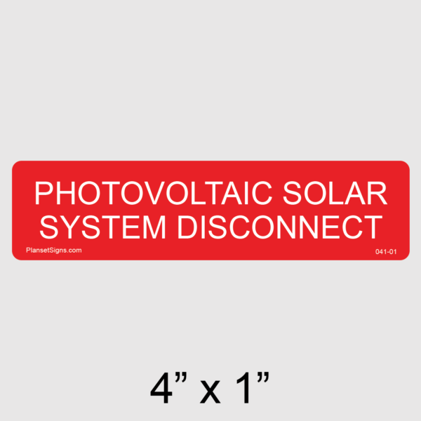 041-01 Solar System Disconnect Label