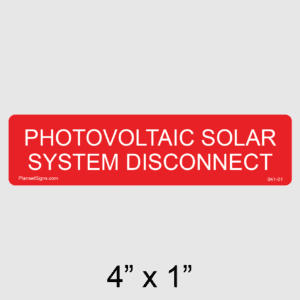 Solar System Disconnect Label, SKU 041-01