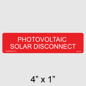 Solar Disconnect Label, SKU 042-01