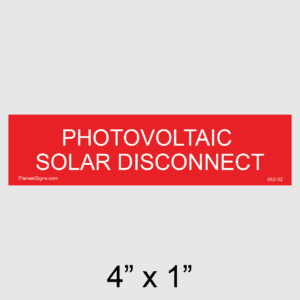 Solar Disconnect Placard, SKU 042-02