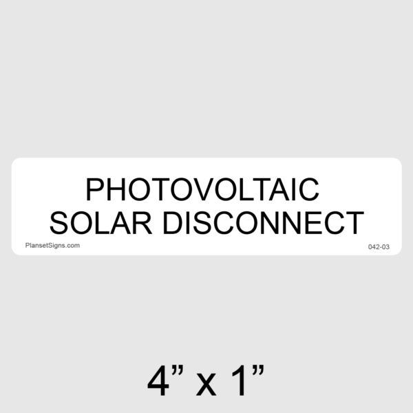 042-03 Solar Disconnect Label