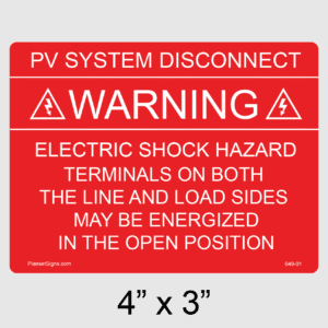 Solar Warning Label, SKU 049-01