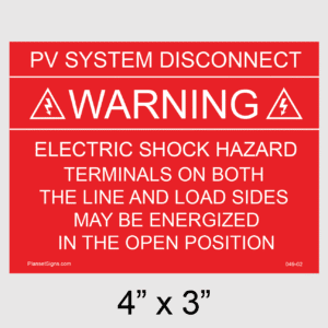 Solar Warning Placard, SKU 049-02