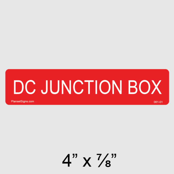 061-01 Solar DC Junction Box Label