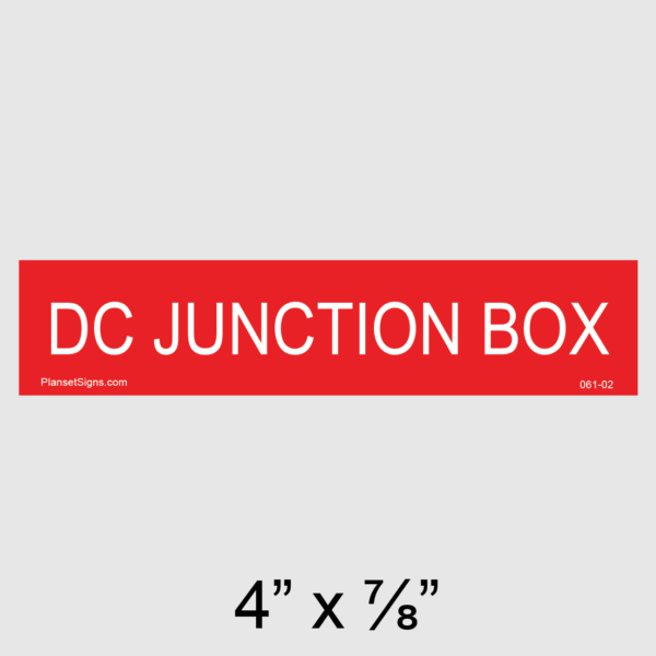 061-02 Solar DC Junction Box Placard