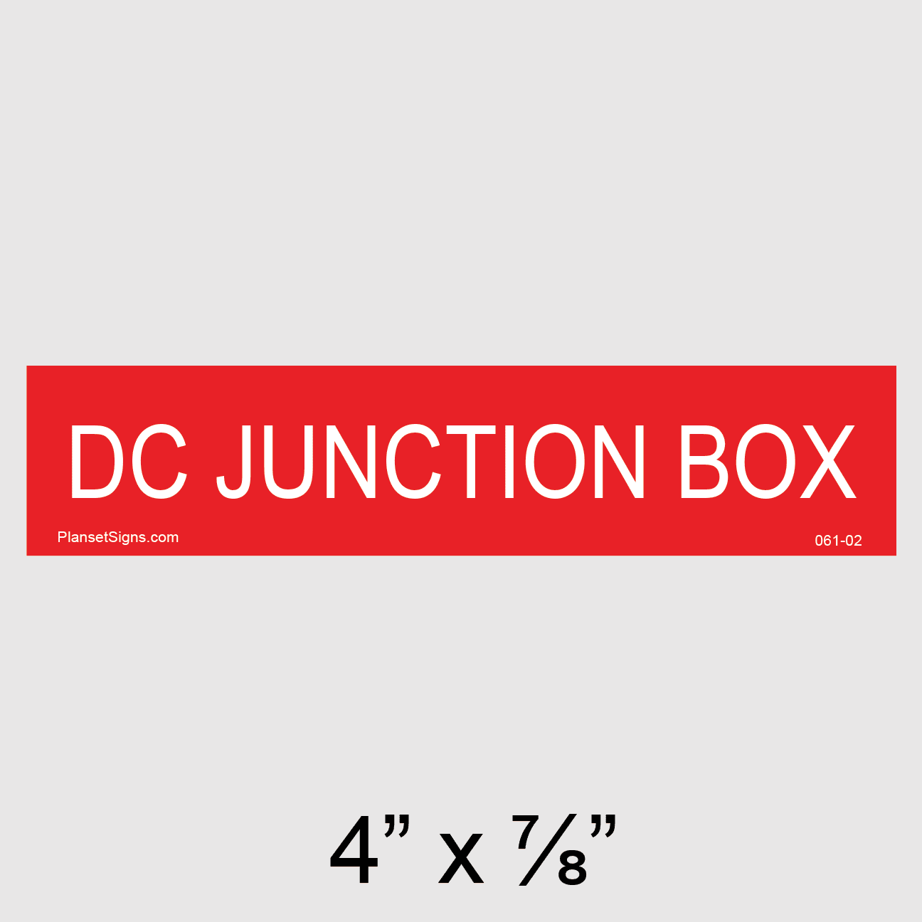 Solar DC Junction Box Placard, SKU 061-02