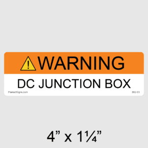 Warning DC Junction Box Label, SKU 062-03