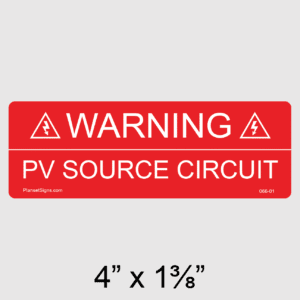 Solar Warning Source Circuit Label, SKU 066-01