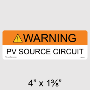 Solar Warning Source Circuit Label, SKU 066-03