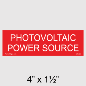 Photovoltaic Power Source Placard, SKU 071-02