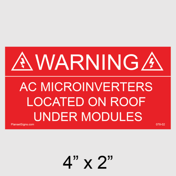 078-02 Solar Warning Placard
