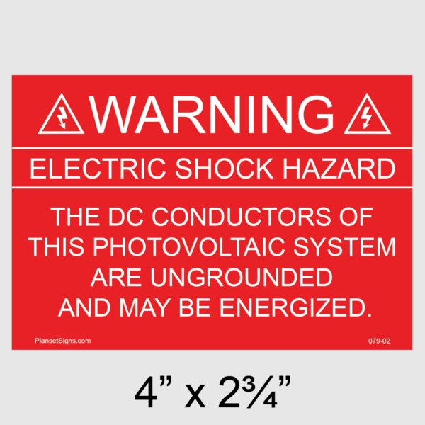 079-02 Solar Warning Placard