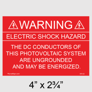 Solar Warning Placard, SKU 079-02