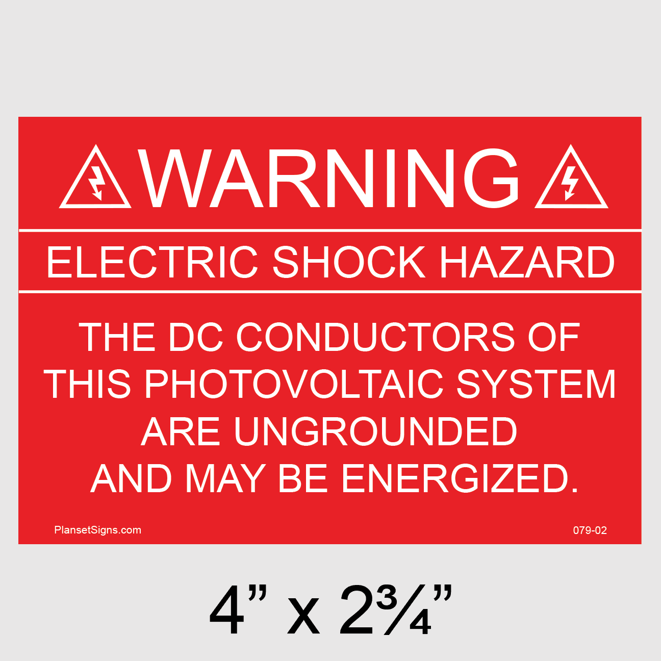 Solar Warning Placard, SKU 079-02