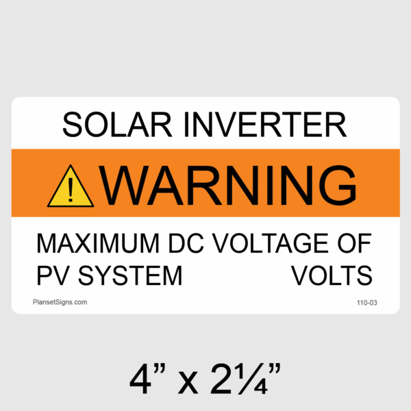 110-03 Solar Inverter Label