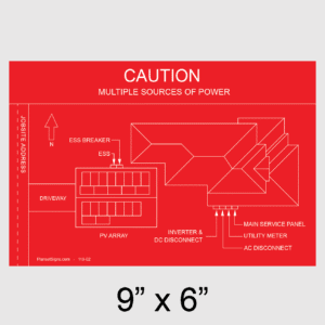 Solar Facility Map Placard (9" x 6") - Red, SKU 119-02