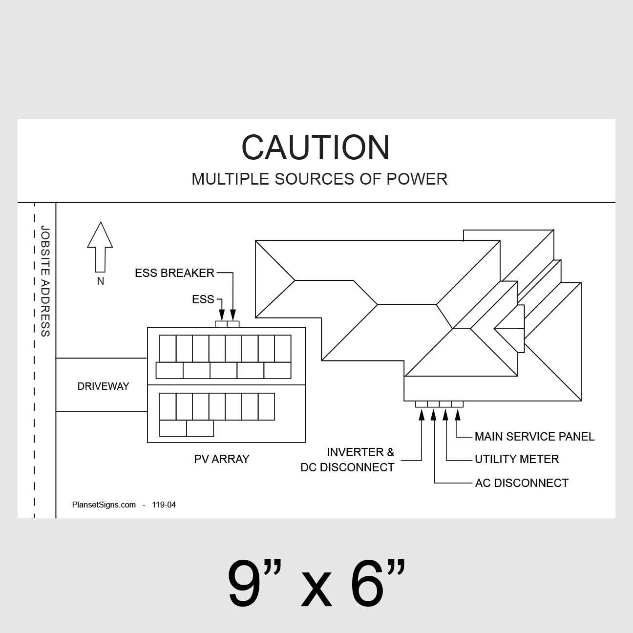 Solar Facility Map Placard (9" x 6") - White, SKU 119-02