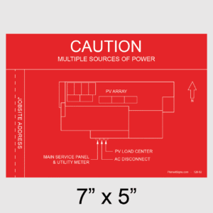 Solar Facility Map Placard (7" x 5") - Red, SKU 120-02