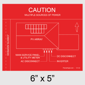 Solar Facility Map Placard (6" x 5") - Red, SKU 121-02
