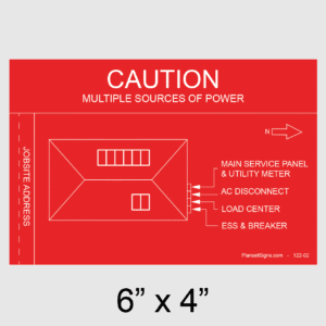 Solar Facility Map Placard (6" x 4") - Red, SKU 122-02