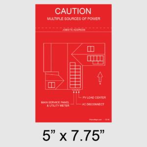 Solar Facility Map Placard (5" x 7.75") - Red, SKU 125-02