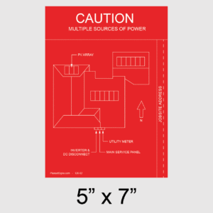 Solar Facility Map Placard (5" x 7") - Red, SKU 126-02