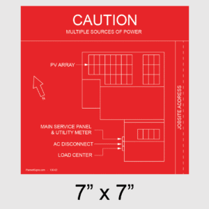 Solar Facility Map Placard (7" x 7") - Red, SKU 130-02
