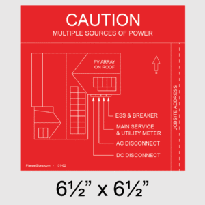 Solar Facility Map Placard (6.5" x 6.5") - Red, SKU 131-02