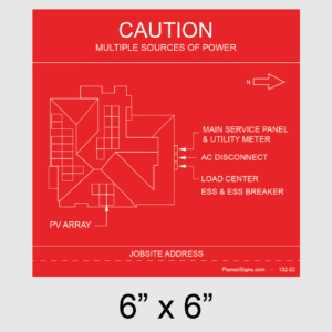 Solar Facility Map Placard (6" x 6") - Red, SKU 132-02