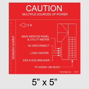 Solar Facility Map Placard (5" x 5") - Red, SKU 133-02