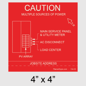 Solar Facility Map Placard (4" x 4") - Red, SKU 134-02