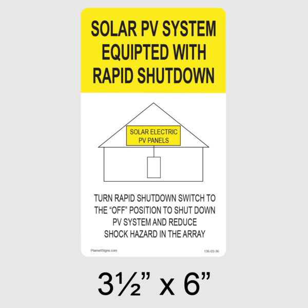 136-03-36 PV Rapid Shutdown Label