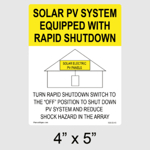 PV Rapid Shutdown Label, SKU 136-03-45